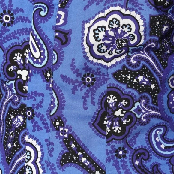 NWT Caroline Constas Nella Paisley Floral Off the Shoulder Puff Sleeve Top Blue - Picture 9 of 10